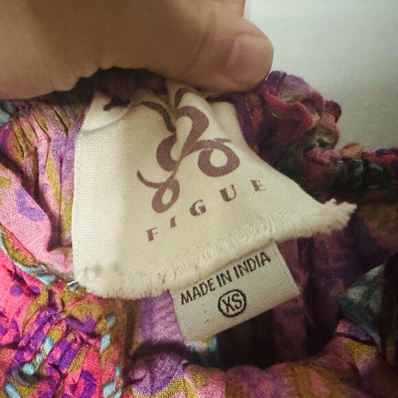 FIGUE Womens Floral Print Pink Cold Shoulder Waist Tie Tassel Maxi Dress Size XS - Picture 10 of 13